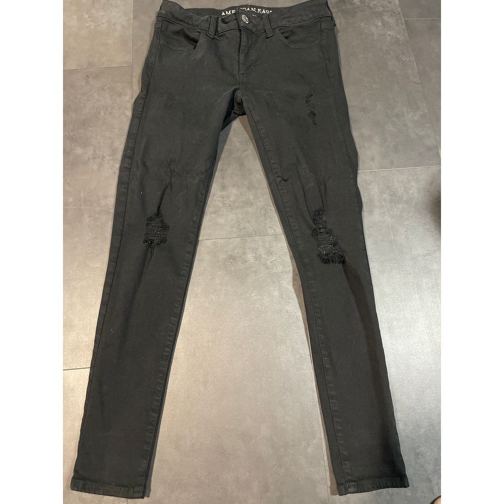American Eagle Super Stretch X Distressed‎ Black Jeans Casual Denim size 4 B-904